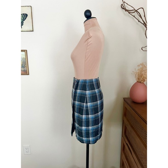 Vintage 34th & 10th 90s Blue Tartan Plaid Wrap Skirt - Picture 2 of 8